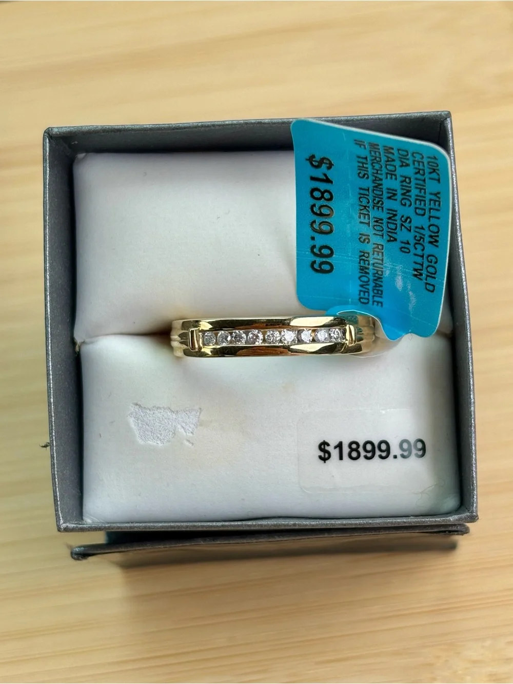 Brand New 10K Yellow Gold Certified 1/5 CTTW Diamond Ring Men's Wedding Band